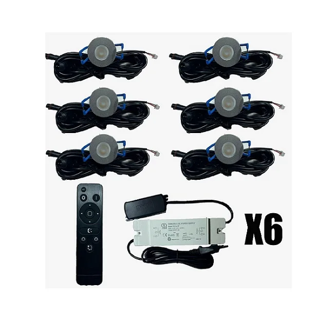 
6x LED Lighting 3W Dimmable with Remote Control IP65 against Water Penetration 