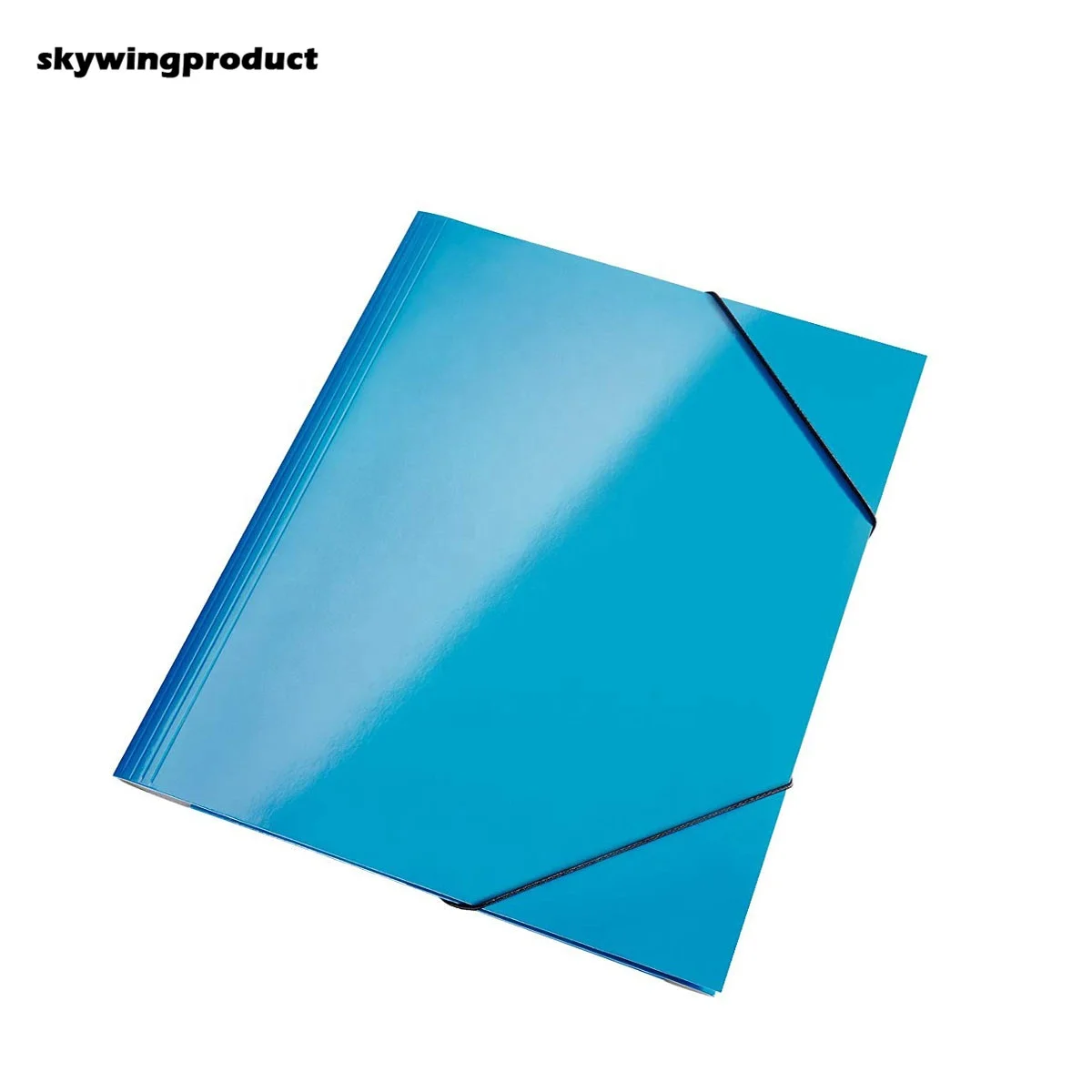 skywingproduct High Quality 300gsm Glossy PP Laminated 3-Flap Folder With Elastic Bands For School and Office Supplies