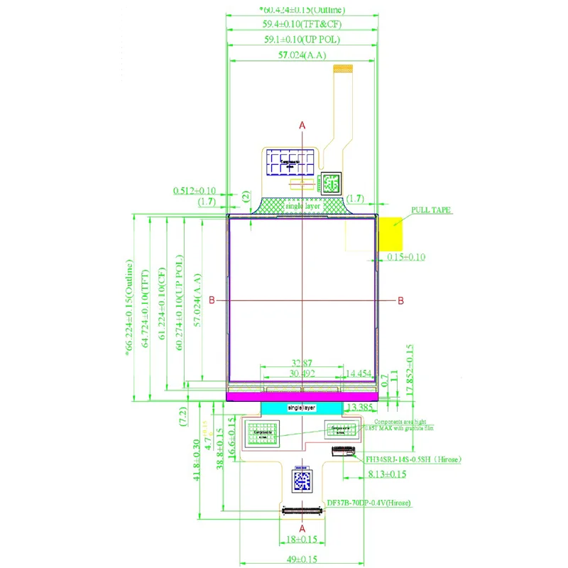 3.2inch 2880RGB*2880 LCD Modul TFT-LCD Module VS032B3M-NA1-6KP0 for VR/AR equipment
