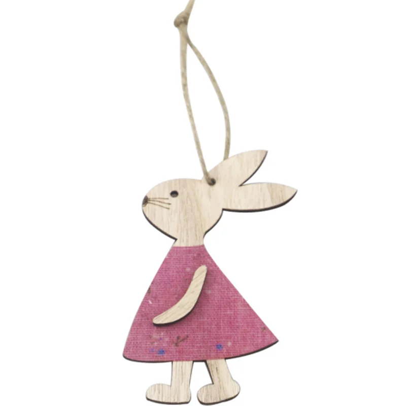 Cheap! 4pcs Cute Hanging Tags Pendants Easter Rabbit Wooden Decorations Bunny Toys Gifts Ornaments DIY Crafts