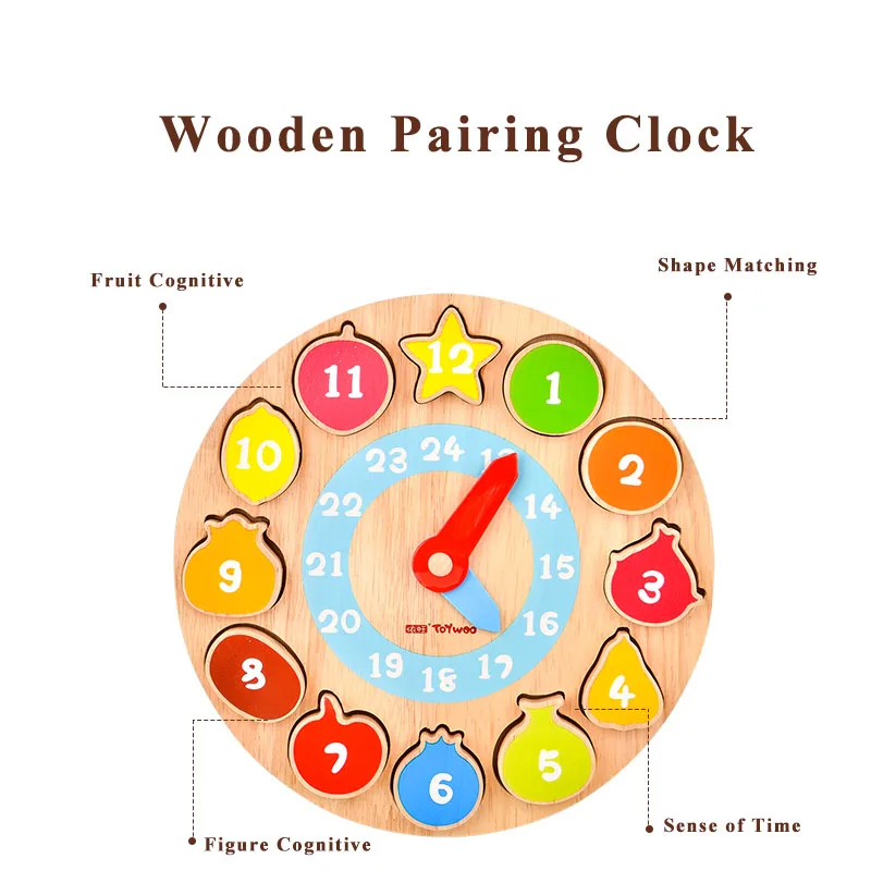 Factory Direct China Toy Wooden Clock Clock Wooden Puzzle Toys Toys Montessori Natural Wood