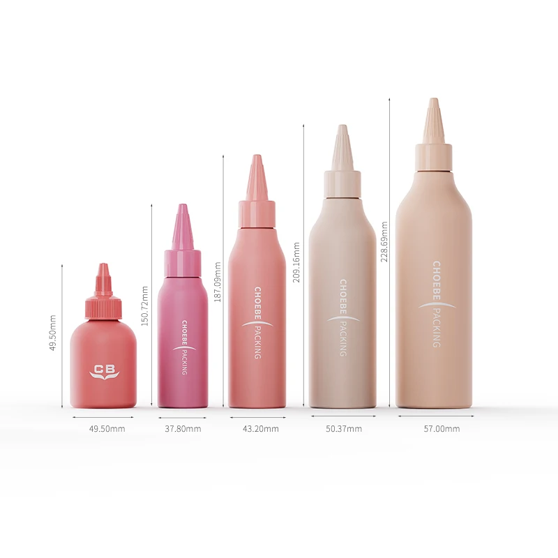 90ml 100ml 150ml 250ml 350ml HDPE pe soft touch squeeze Dispensing lotion Applicator long nozzle Bottle for skin care hair oil