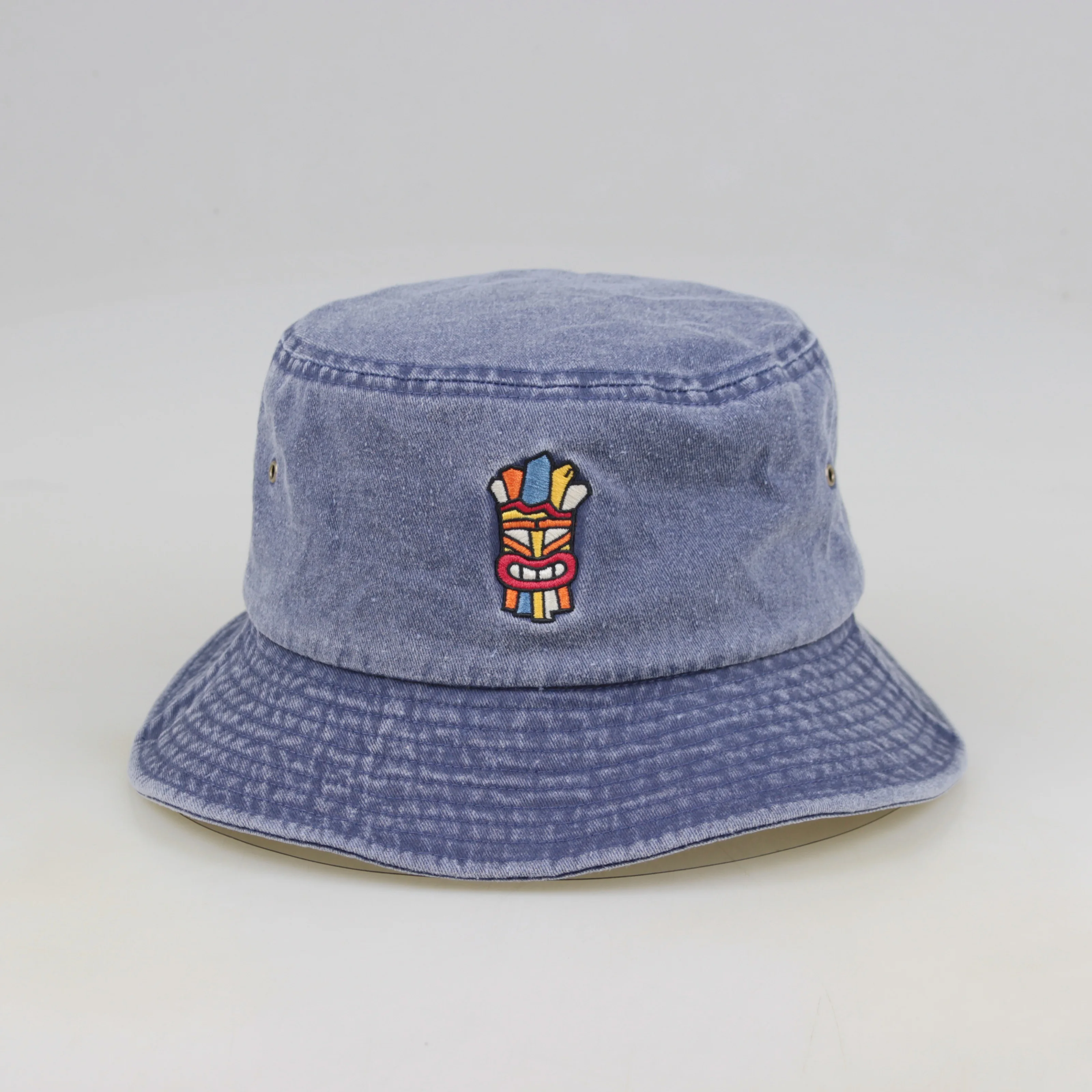 Custom Logo Washed denim Cowboy Cotton Bucket Hat Unisex Cotton Men Women Sun Bucket Hats Embroidery Logo
