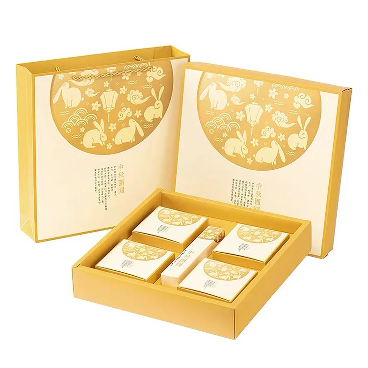 Роскошный Печатный биоразлагаемый бумажный контейнер с логотипом на заказ 4 отделениями для кондитерских изделий подарочной упаковки в виде Луны
