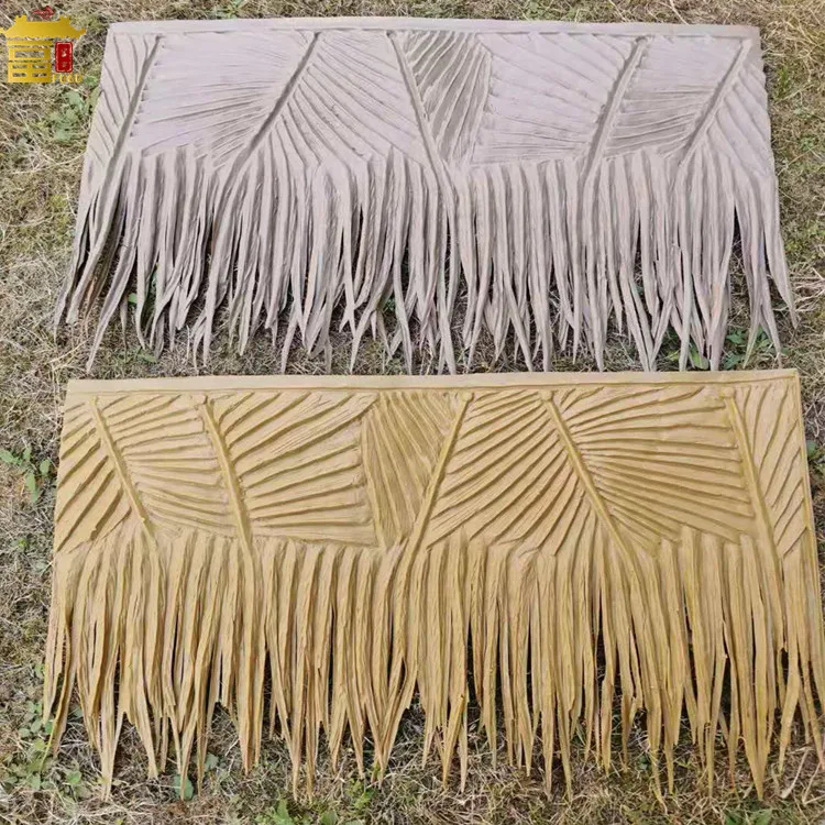 PE Resin Plastic Palm Leave Artificial Fireproof Thatch Roof Sheet 1000*600mm