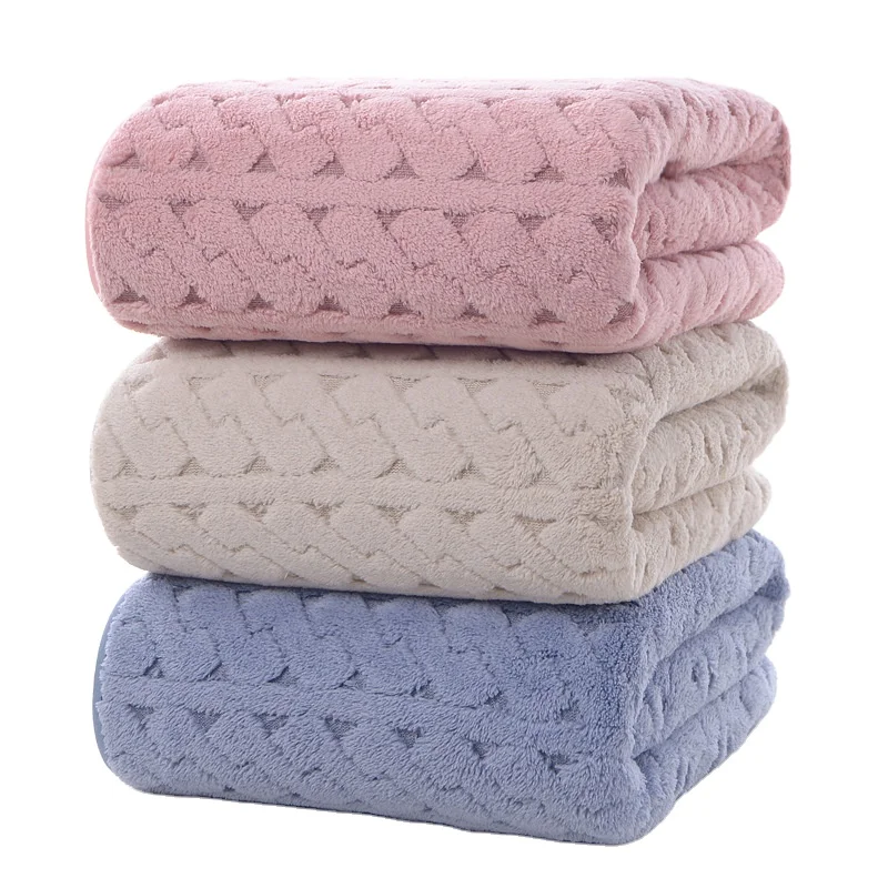 New Coral Velvet Jacquard Bath Towel Set Quick-Dry Comfortable Cotton Hand and Beach Towels for Hotels and Beaches