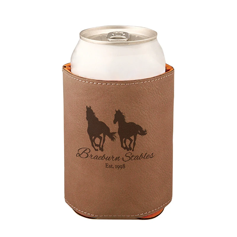 12OZ Laser Leather Can Cooler Blank Neoprene Bottle sleeve Beverag Stubby Holder Custom
