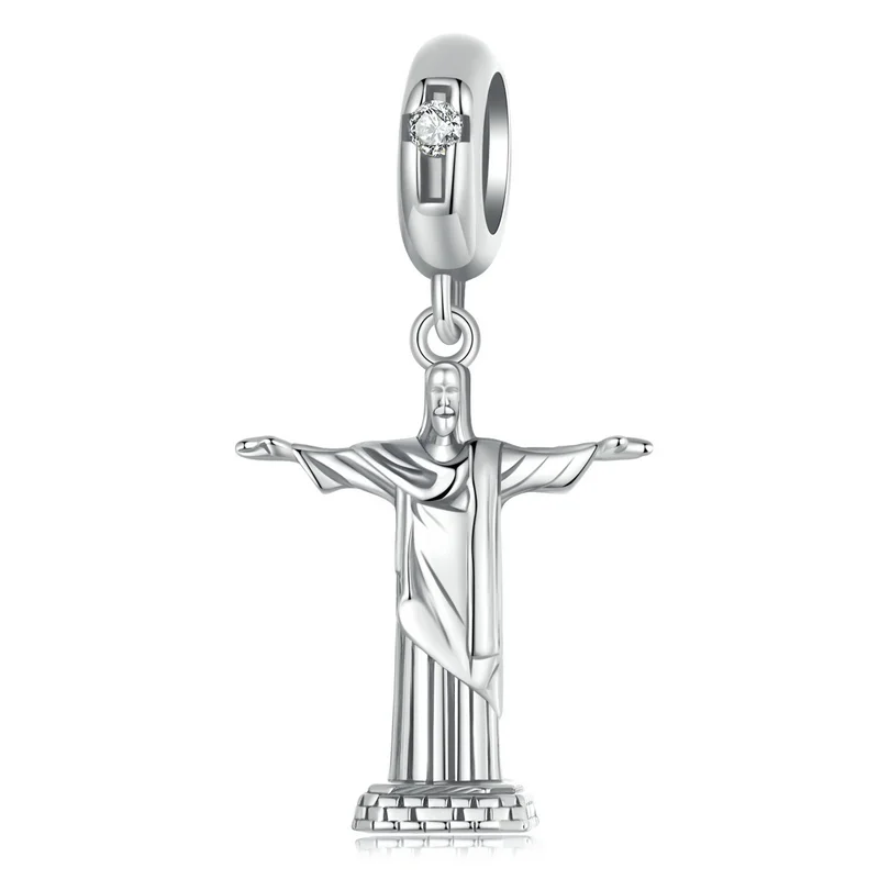 Hot Sale 925 Sterling Silver Christ Redeemer Charms Beads Big Ben Tower of Pisa Pendant Fit Woman DIY Bracelet Retro Jewelry