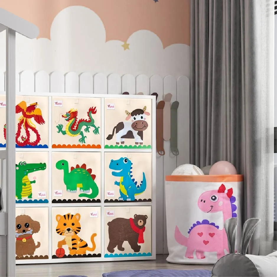 Kids Cloth Organizer Cute Safe And Environmentally Friendly Fabric Storage Bins Child Toy Storage Organizer Cabinet With Handles