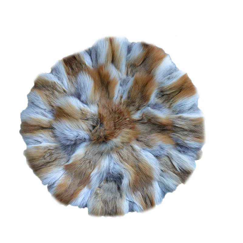 Natural Fox Fur Car Seat Cover Square Cushion Universal Size Fit for Auto, Chair and Armchair