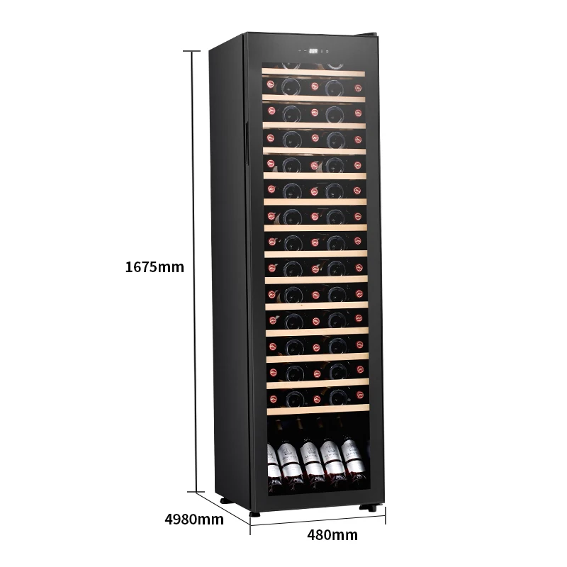 208L 75 Bottles Freestanding Wine Cooler Compressor Cooling Wine Fridge Cabinet LED Temperature Display