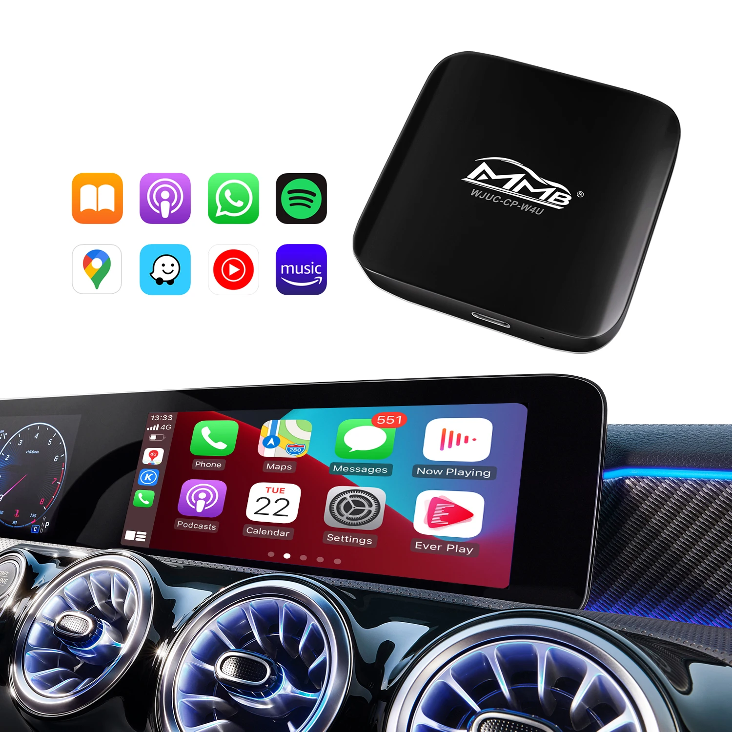 Wireless Carplay AI Box Universal 9 Inch Car Radio Multimedia Video Player Universal Smart Phone Adapter for Android Mmb Carplay