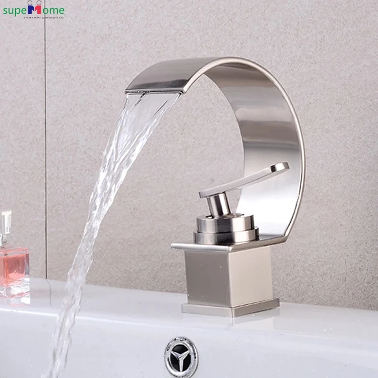 Modern Bathroom Mixer Tap Black Gold Wash basin Faucet Single Handle Hot and Cold Waterfall Basin Faucet