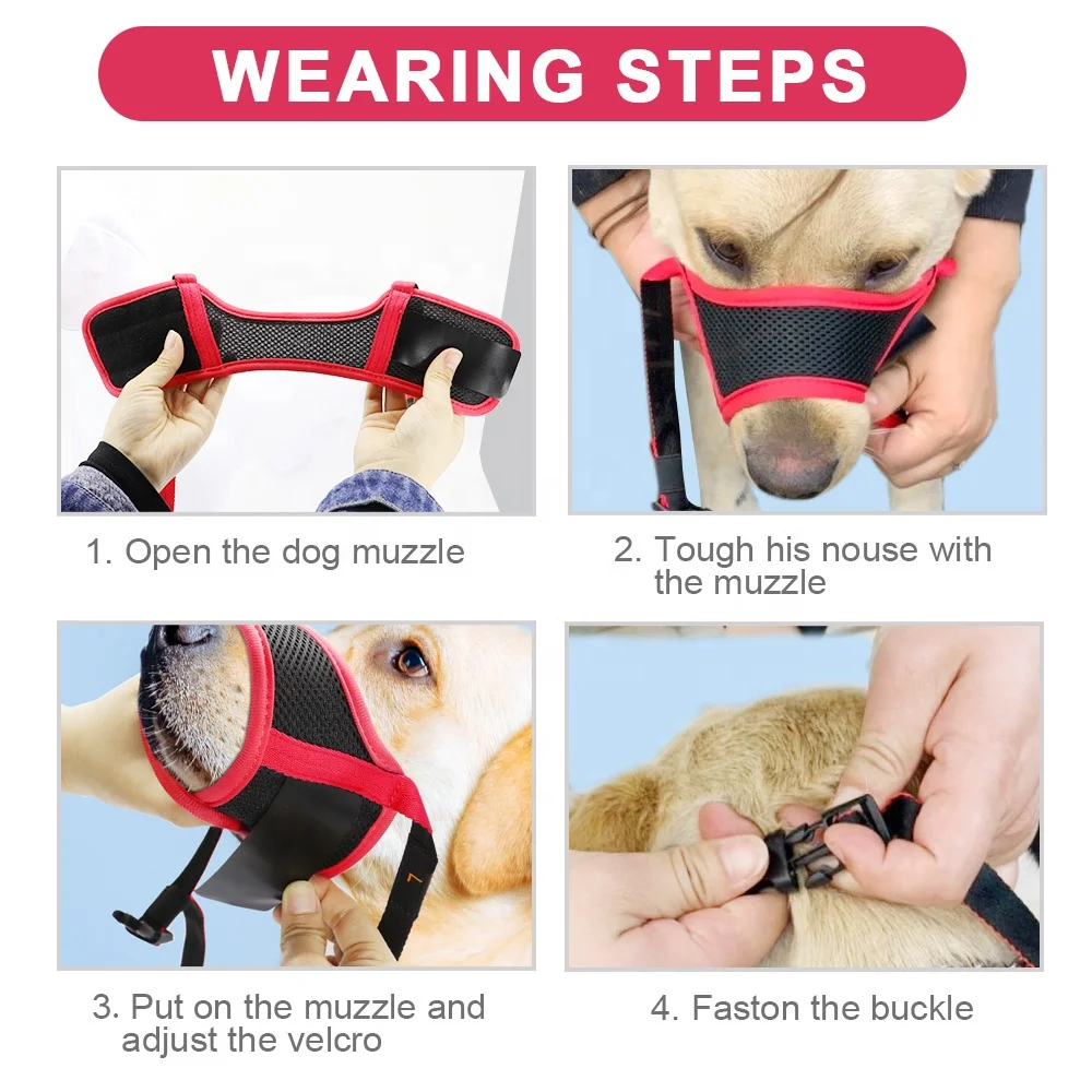 Adjustable Dog Muzzle Nylon Soft Muzzle Anti-Biting Barking Secure Mesh Breathable Pets Muzzle for Small Medium Large Dogs