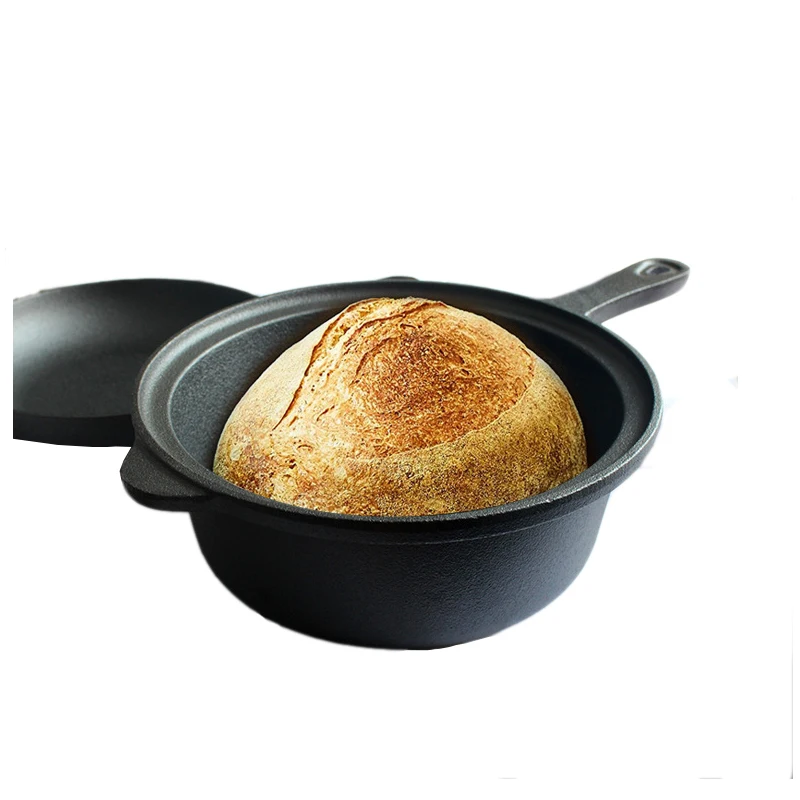 Cast Iron 2 In 1 Skillet Set Cookware Pot and Lid Set Deep Saucepan and Shallow Skillet Dutch Oven