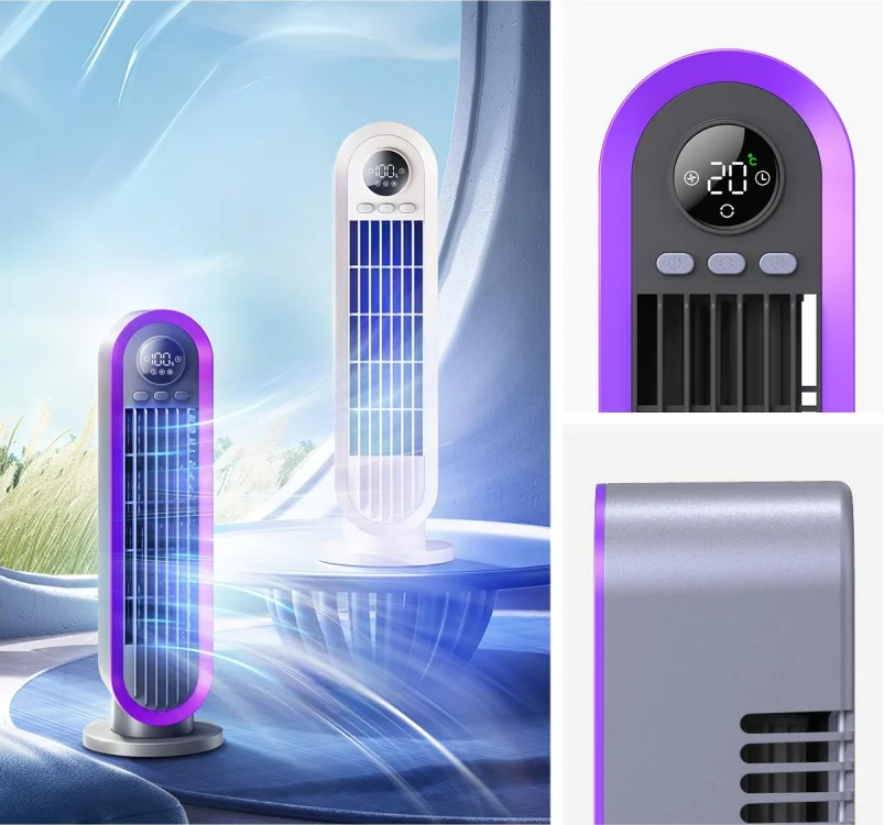New Three Speed Wind Oscillating Bladeless Tower Table Portable Rechargeable Fan Standing Tower Fan Parts Tower & Pedestal Fans