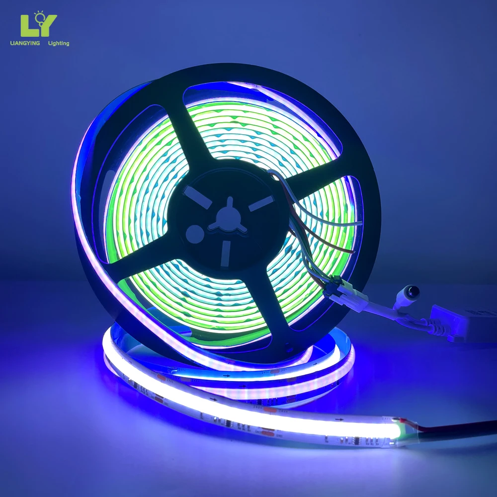 3Mm Ultra Thin Fob Cob Rgb 5050 Ws2812 Solderless Connector Led Strip Light 16.4Ft 15000K Cold White 17200Lm 12V