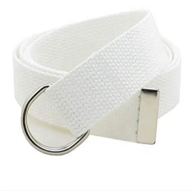 New last Longer design hot sale Canvas D ring Belt webbing Strap Round buckle belt For Jean Hip-hop
