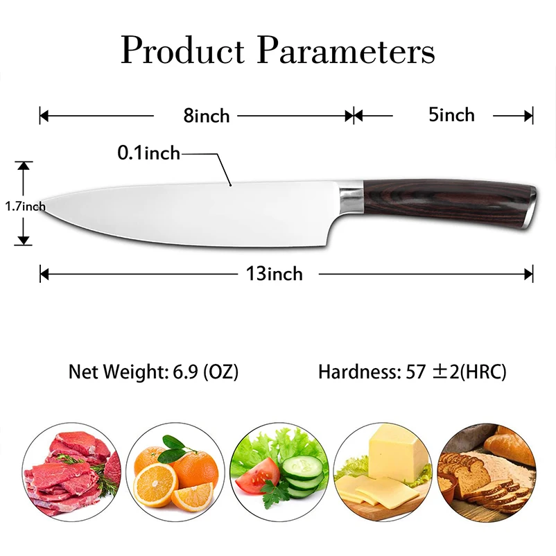 kitchen custom made logo brand metal 5cr15 rose gold table chef knife set white knives with resin wood handle