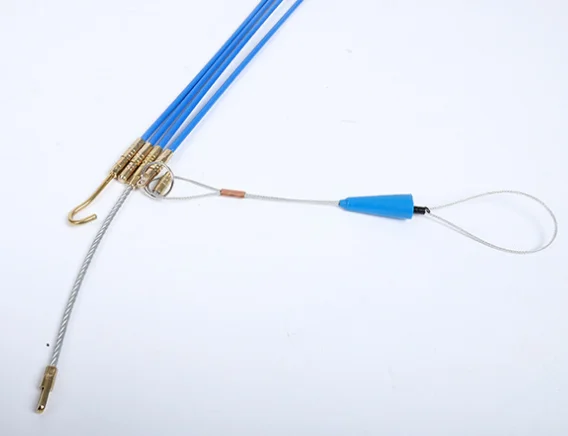 Hot selling Fiberglass Electrical Connectable Fish Tape Pull Kit Cable Rod Set with Hook and Hole Kit in Transparent Tube