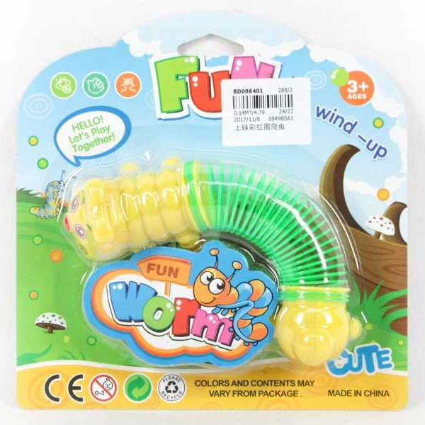 Hot sale children plastic hair bug toy funny wind up rainbow circle insect toy