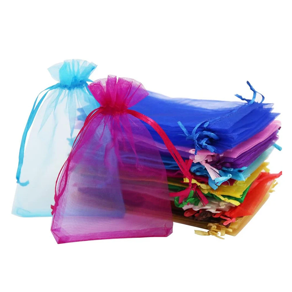 Mixed color transparent rope Organza packing for jewelry bag wedding party Christmas gift bag