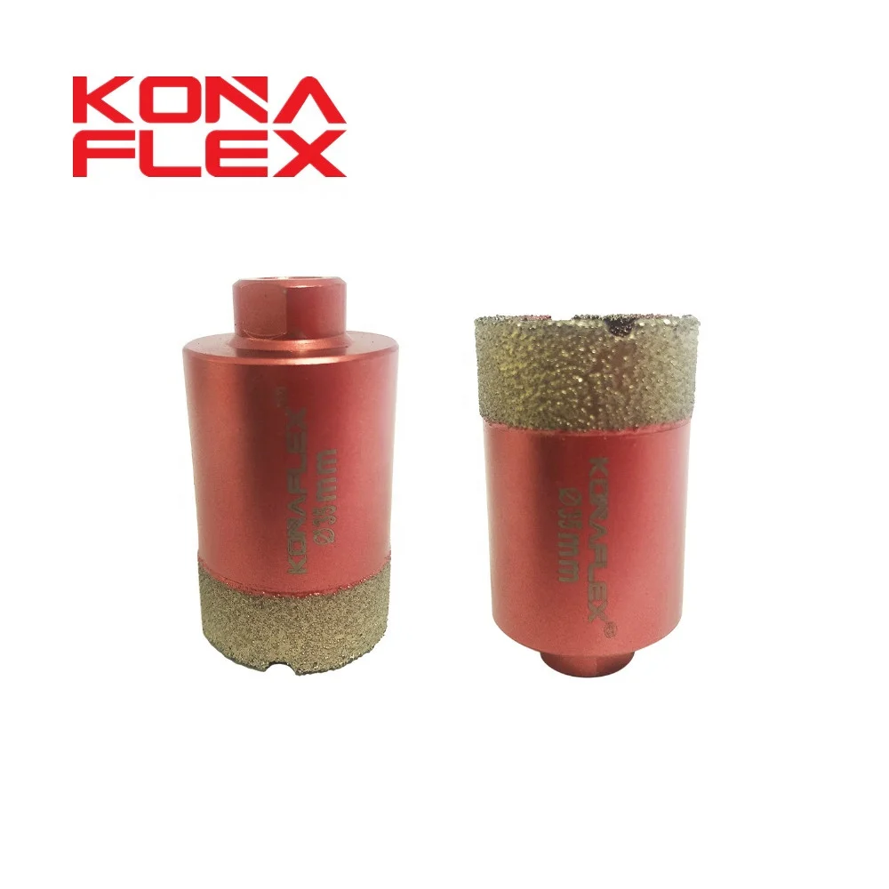 Konaflex Vacuum Brazed Diamond Core Drilling Bits With M10/M14  Nut For Dry Opening Hole On Concrete/Marble/Granite/Tile/Brick