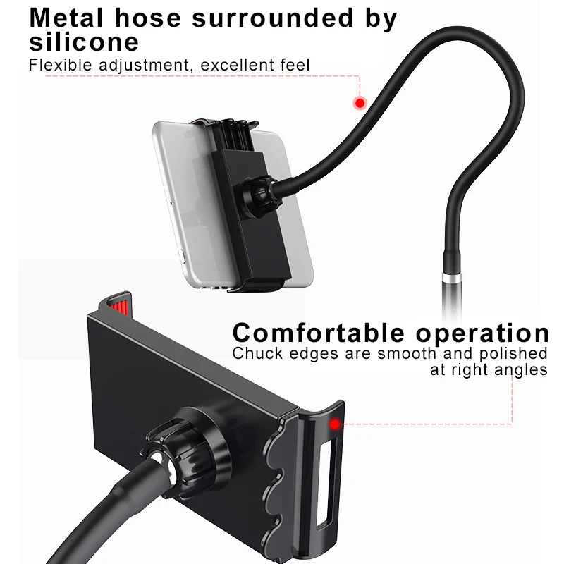 Universal Metal Mobile gooseneck Holder floor standing for All Cell Phone tablet