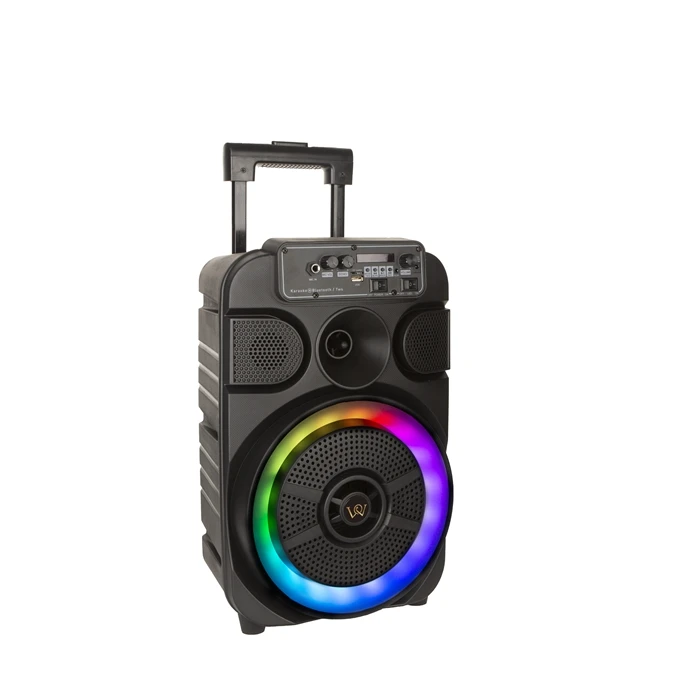 8 Inches Multimedia DJ Stunner WJQ-2208 LED LARGE Trolley SPEAKER  WITH WIRELESS MICROPHONE