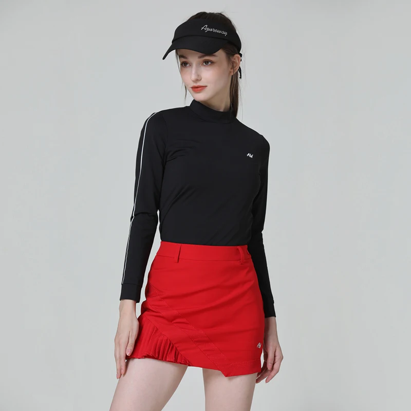 Golf Clothes Set Women Breathable Long Sleeve Anti-Uv T-Shirt Ladies Slim Skirt Zipper golf Polo Shirt