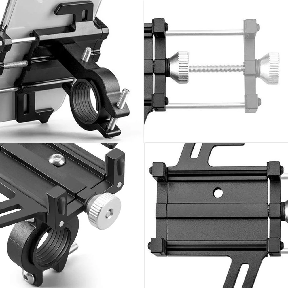Bike Phone Mount Holder Motorcycle & Bicycle Handlebar Cell Phone Holder 360 Rotatable Aluminum Phone Clip