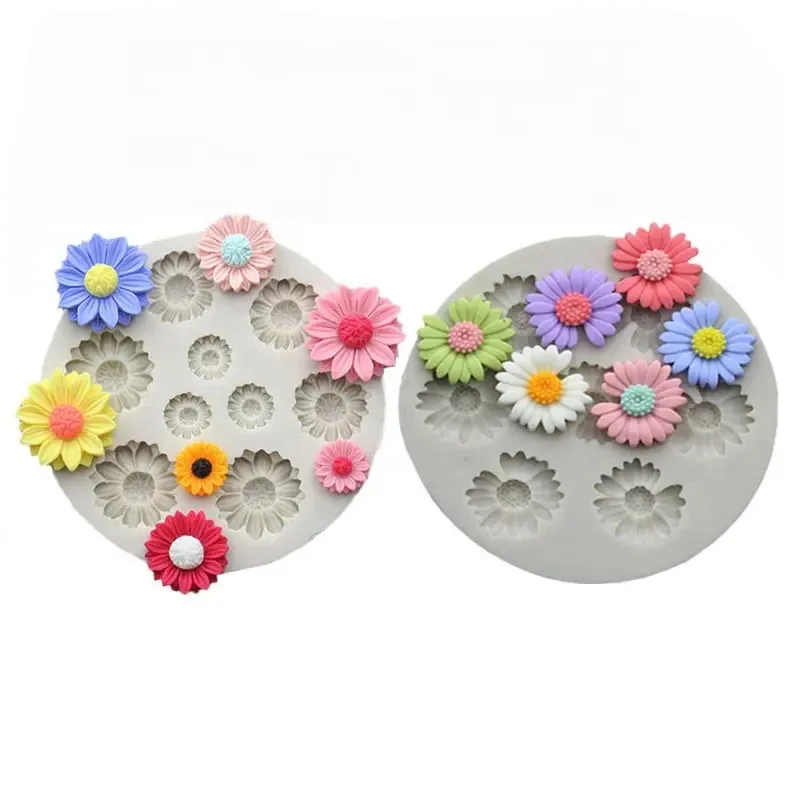 Y4836 Handmade Mini Flowers Fondant Candle Mold DIY Silicone Peach Blossom Sakura Daisy Flower Mold