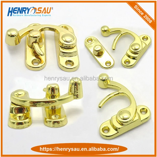 Best Selling Hollow Swing Oxhorn Wooden Box Hasp Lock Catch Latches Gold Zinc Alloy Swing Jewelry Box Hasp Lock