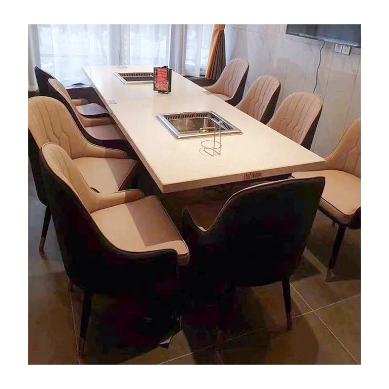 Chinese Hot Pot Table Smokeless Marble White  Hotpot Table