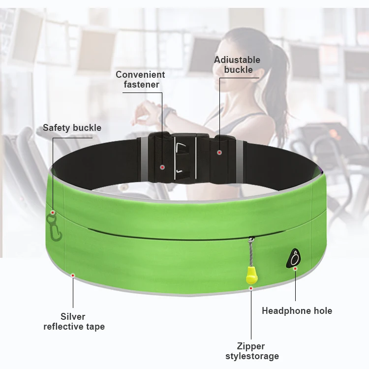 Fashionable Durable sport elastic expandable running belt sports waist bag  pouch with zipper