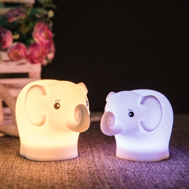 New Design Wholesale Hot Sale Cartoon Lamp Switch Control USB Rechargeable LED Lamp Cute Silicone Elephant Night Light for Gifts