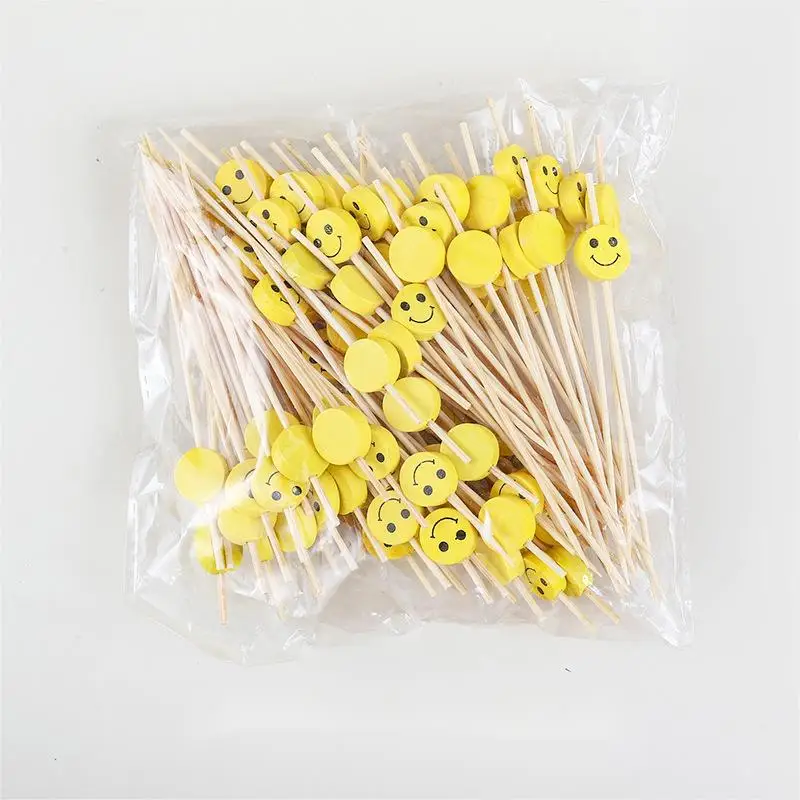 Eco-friendly Customized Bamboo Wood Decorative Party Toothpick Kids Lunch Accessories Fruit Picks Burger Skewers