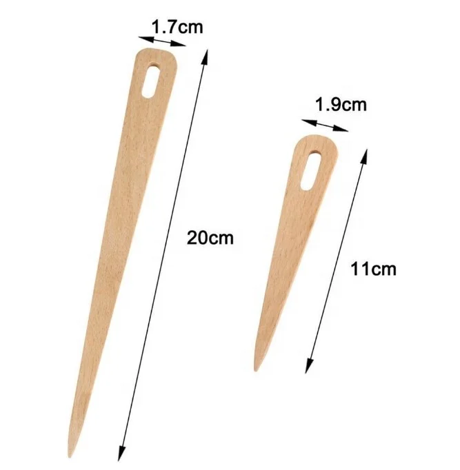 Hand Crafted Wooden Weaving Needles with Big Eye 11cm 20cm Long Total 5 Pcs