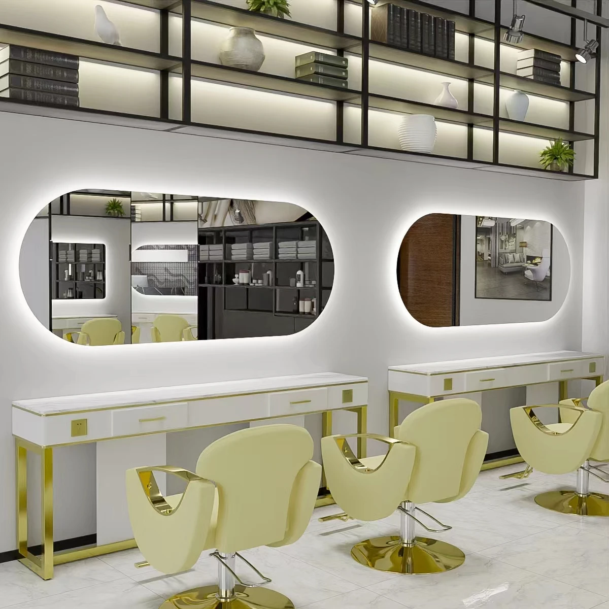 Ultra Decor Interior Nail Salon Station Nail Table Display Beauty Mirror Hair Salon Furniture Mirror Manicure Table Pedicure