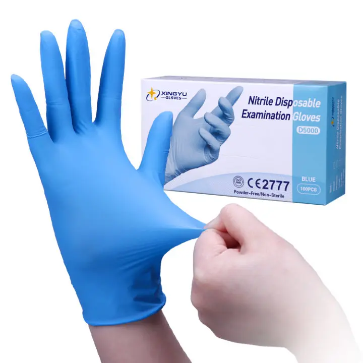 personal protective equipment disposable nitrile gloves blue powder free