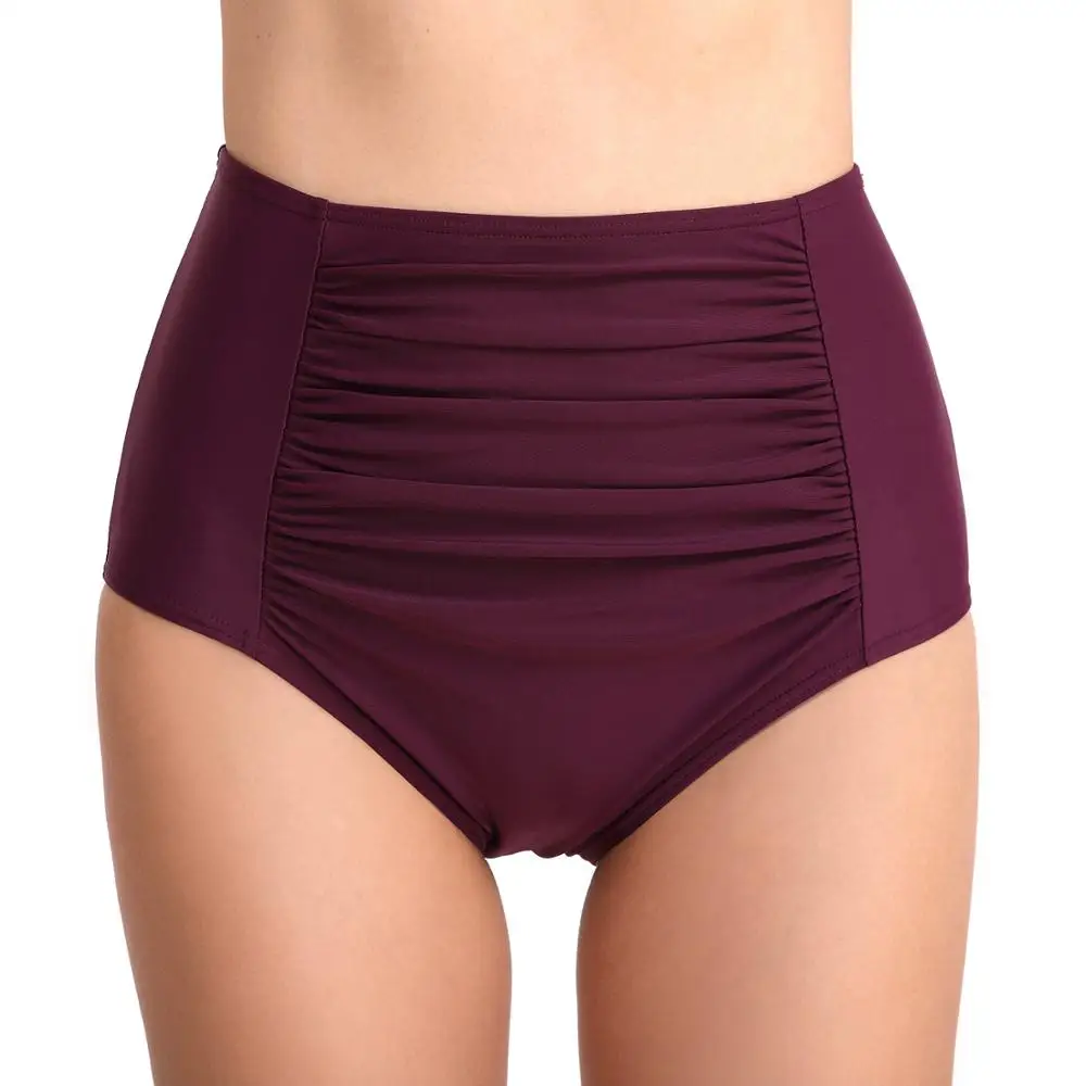 
Fashion High Waist Swimming Pleated Swimming Tight Trunks For Women 
