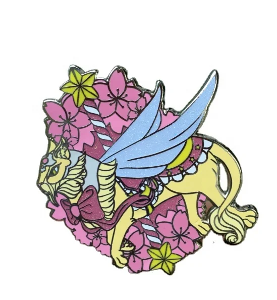 Custom fashion hard enamel lapel pins animal design enamel lapel pin with glitter