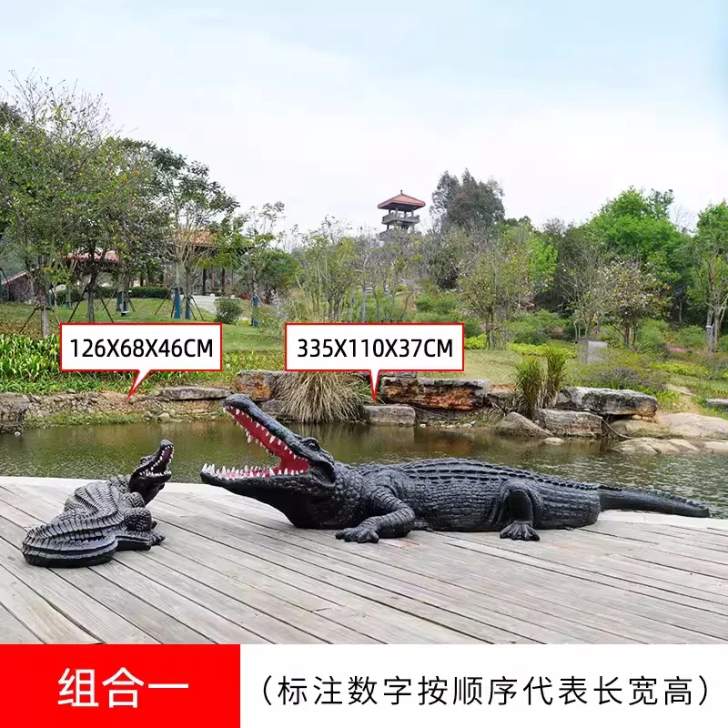 F030 Fiberglass crocodile sculpture crocodile statue outdoor large garden pool landscape decoration simulation animal ornaments