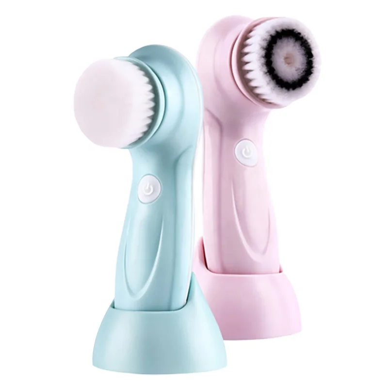 3 Interchangeable Cleaning Heads Waterproof Rechargeable Face Brush Electric Face Cleansing Device