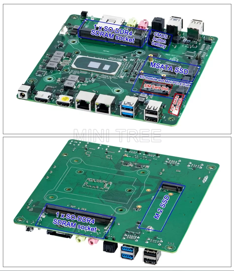Powerful fan mini itx computer 10th Core i7 1065G7 i5 1035G1 office computer 2*DDR4 NVME Dual 4K HD2.0 win10 desktop compute