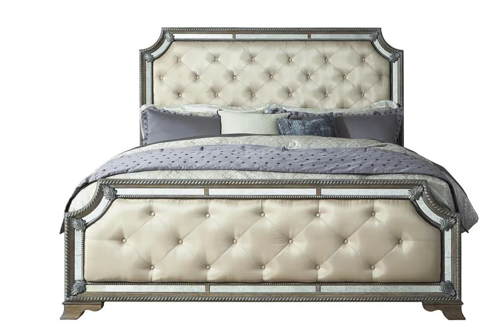 Cheap  Mirror Furniture on Bedroom Silver and Black Mirrored Modern Style Bed