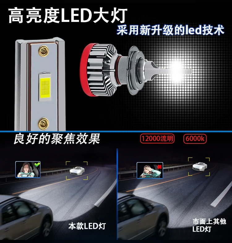 Auto Parts Led Csp 3570 Chip Led Head Light With Fan H1 H3 H7 H11 9005 9006 9007 H4 42000lm Led Headlight Bulb C-GT3