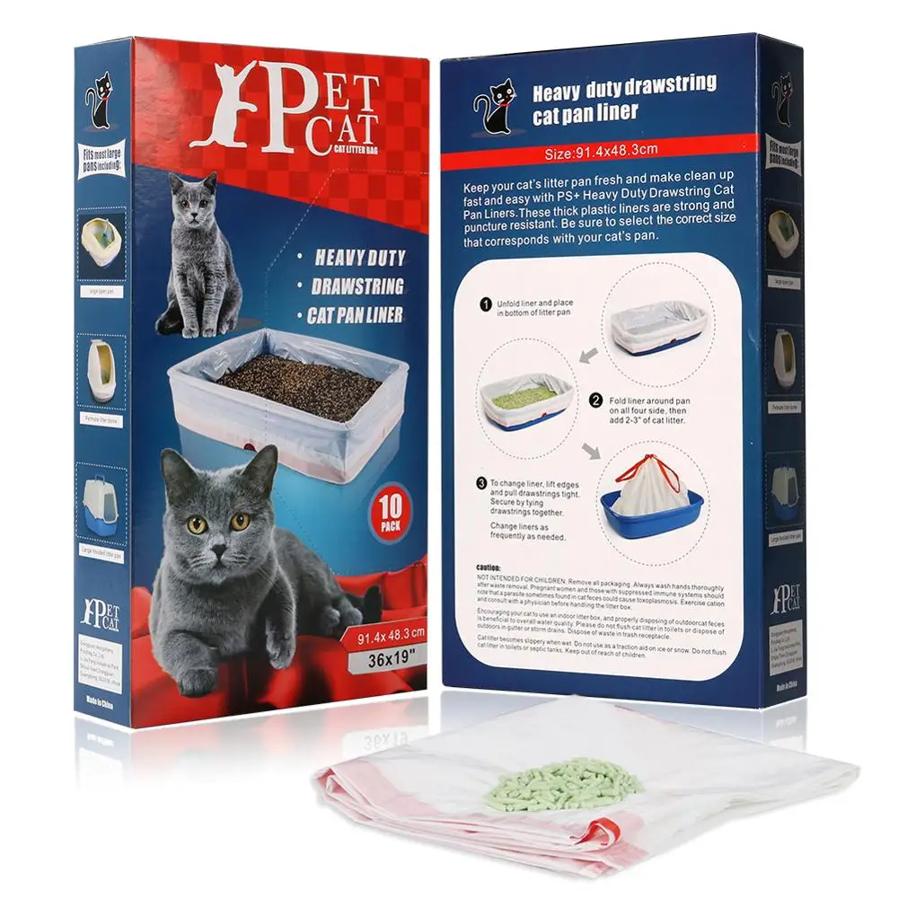 10 pieces drawstring cat disposable litter trash bag,cat litter box lined with waste bag cat litter waste liner garbage bag