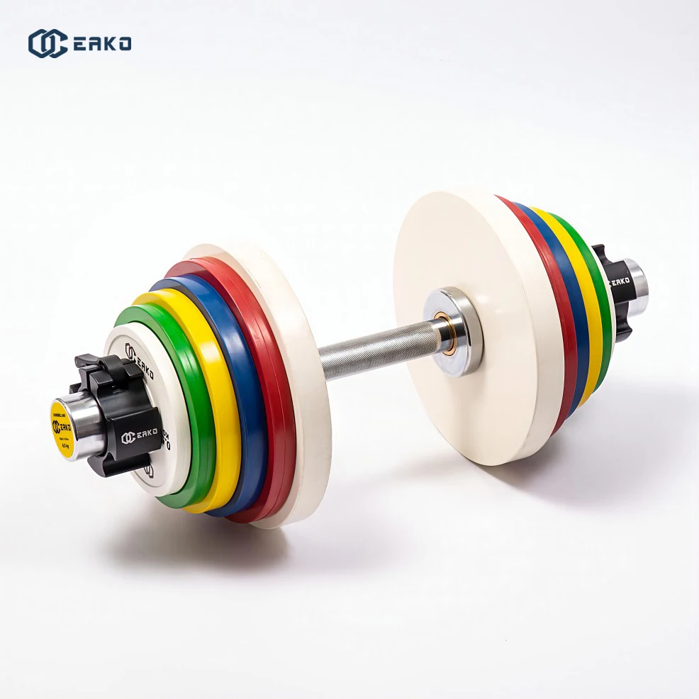 Eako Sports Gym Fitness Cast Iron Competition Change Plate Color 1kg/2kg/5kg Barbell Calibrated Bumper Rubber Weight Plates