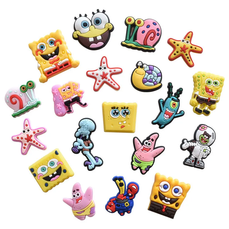 2022 Custom 3D luxury shoe charms Sponge Bob PVC 1000 mixed croc charms anime cartoon croc charm